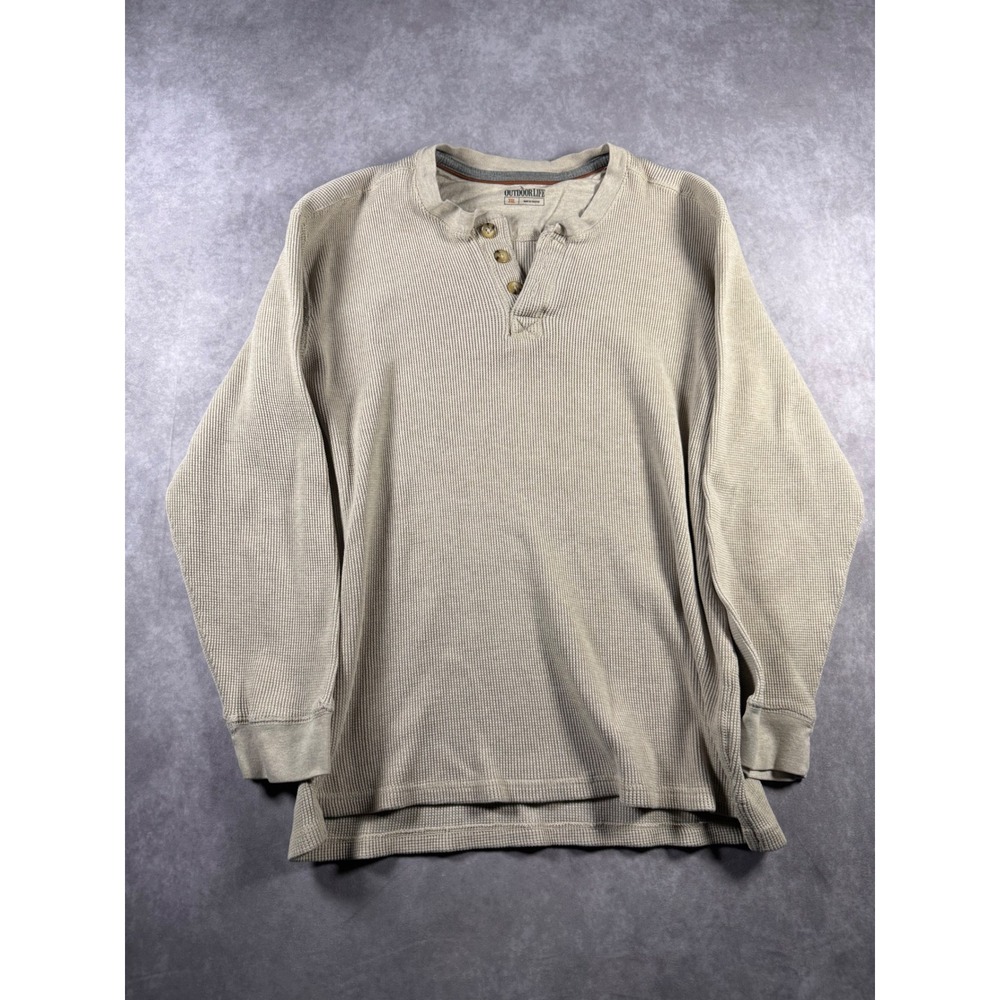 Men's Outdoor Life Heavyweight Thermal Henley Cream Colored XXL